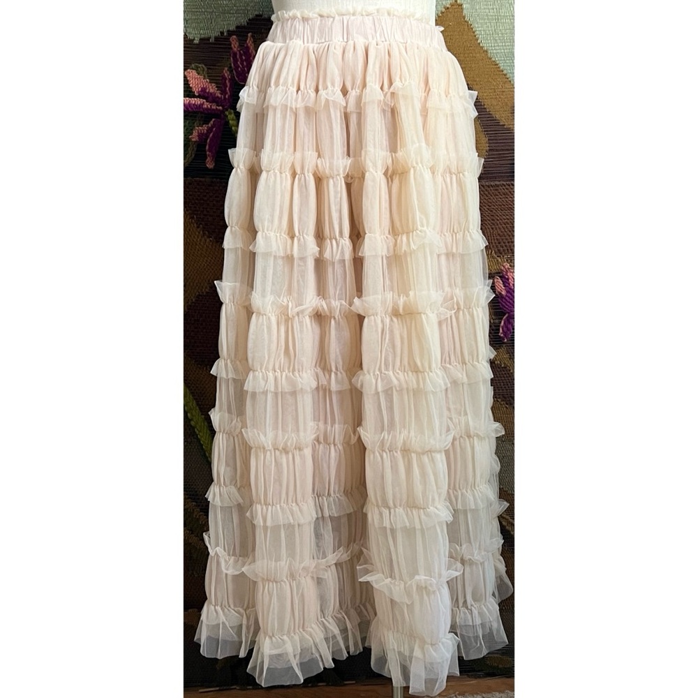 Anthropologie Shirred Tulle Maxi Skirt XS